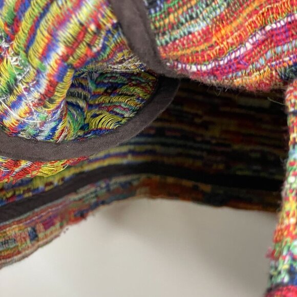 FIBER ART Womens Embroidered Jacket Size L Terra Cotta Blue WOVEN Coat SOUTHWEST - Picture 10 of 15